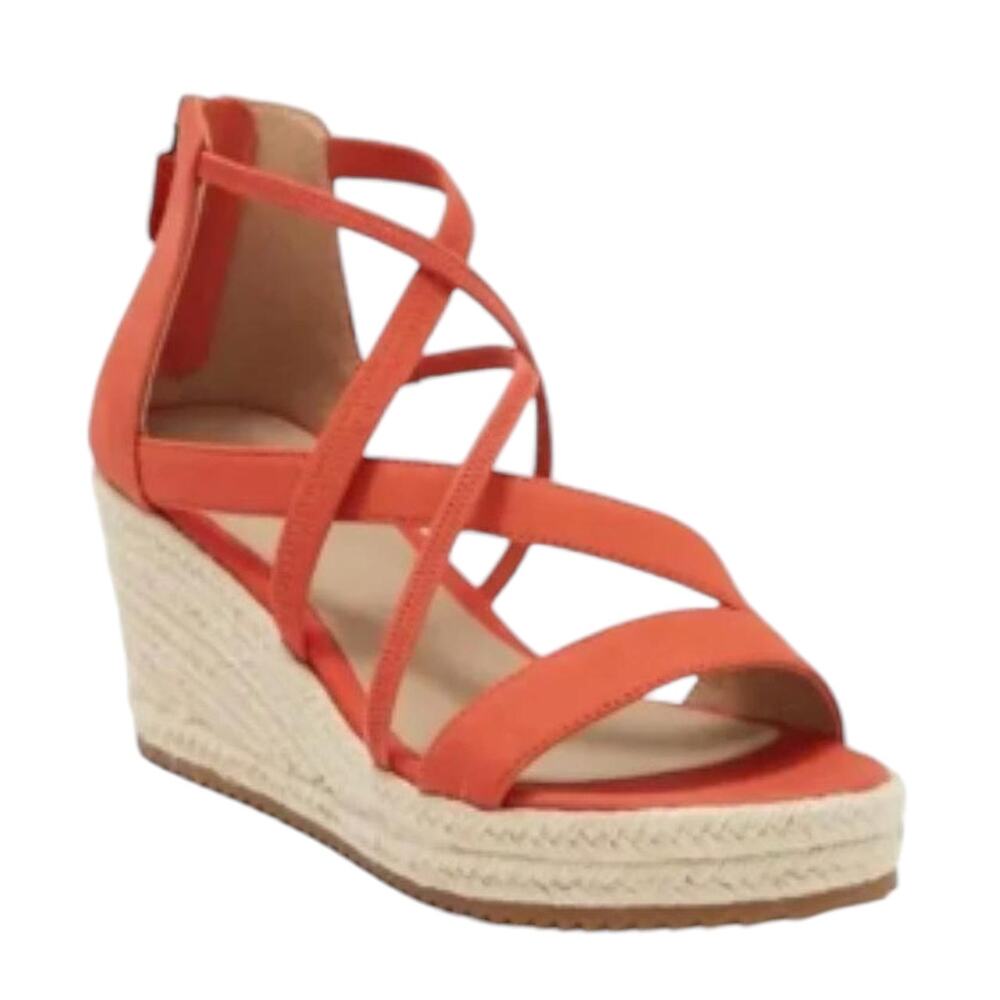 Eileen Fisher NWOB Wanda Strappy Sport Criss Cross Sandal Orange Size 6 Wedge